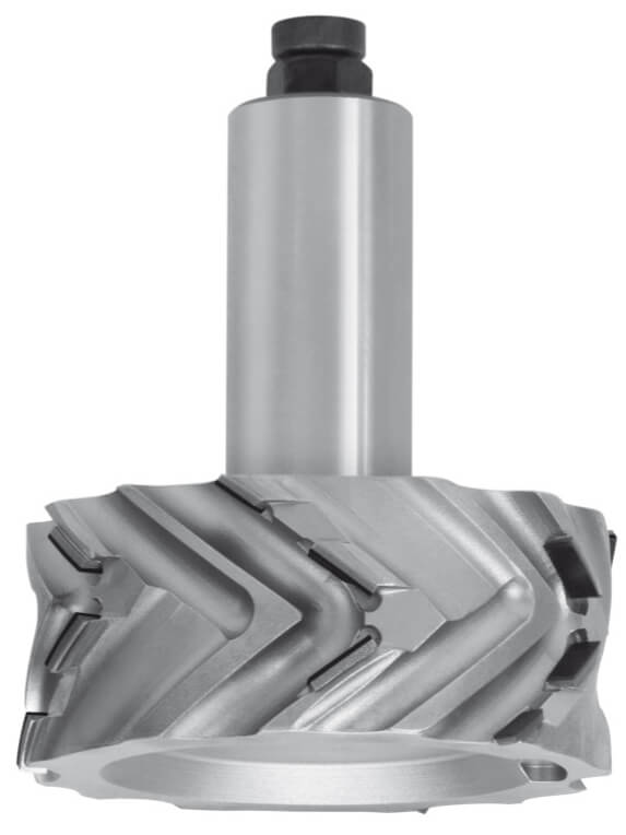 JSO Gigaspeed-TRIO CNC-Fügefräser mit polykristalliner Diamantbestückung (DP/PKD), spiralförmig symmetrischer Z=3 Schneidenanordnung, JSO-Tip-Protector, 50 mm Durchmesser, 48 mm Schnittlänge und massivem 25 mm Schaft.