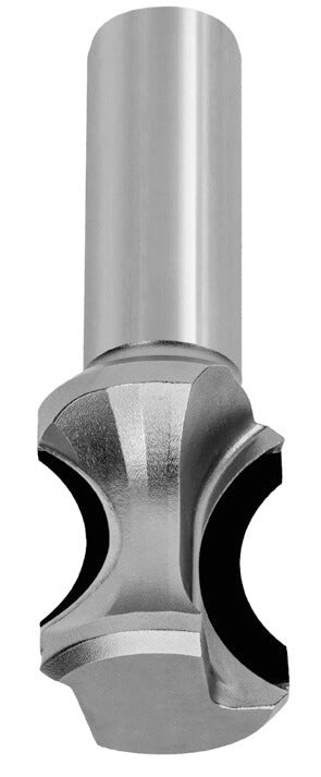 JSO CNC-Abrundfräser zum Bombieren mit polykristalliner Diamantbestückung (DP/PKD), großer Radius R25 mm, vernickeltem Stahlgrundkörper, leistungsstarker Z=2+2 Geometrie und zylindrischem 20 mm Schaft.