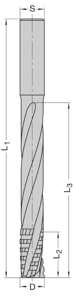 Technische Maßzeichnung des JSO VHW Schrupp-Schlosskastenfräsers mit XD-Coating, inklusive Kennzeichnung des gewellten Schneidenprofils, Durchmesser 16 mm, Nutzlänge 120 mm, Schaft 16 mm und Gesamtlänge 175 mm.