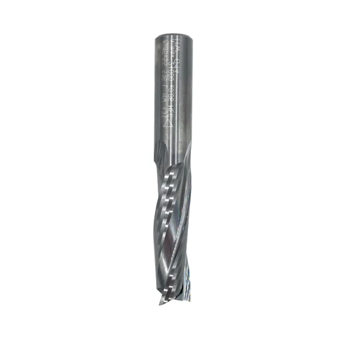 JSO CNC-Schlichtfräser aus massivem Vollhartmetall (VHW) mit dunkler JSO-XD Beschichtung, dreischneidiger Rechtsdrall-Geometrie (Z=3), 16 mm Durchmesser, 35 mm Nutzlänge und zylindrischem 16 mm Schaft im Holzfräsershop.