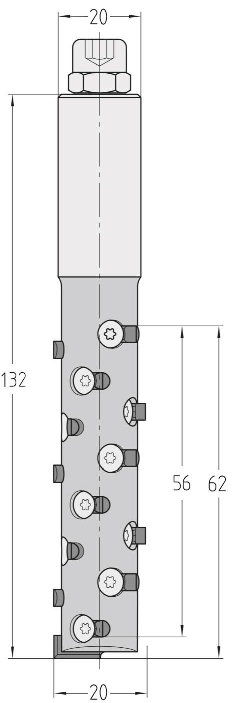 Wendeplatten-Schruppfräser HW | Ø 20 x 62 mm | S 20 | GL 132 mm