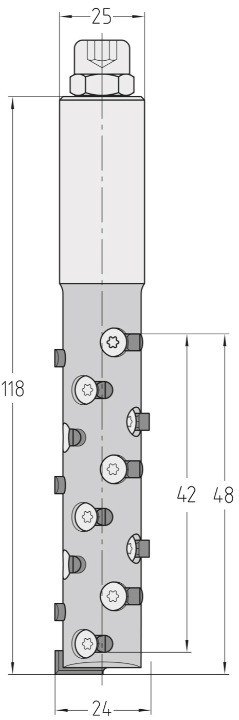 Wendeplatten-Schruppfräser HW | Ø 24x 48 mm | S 25 | GL 118 mm