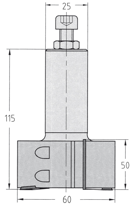 Wendeplatten-Füge-/Falzfräser HW | Mit Zwei Vorschneider | Ø 60 x 50 mm | Rechtslauf | S 25 | GL 78 mm