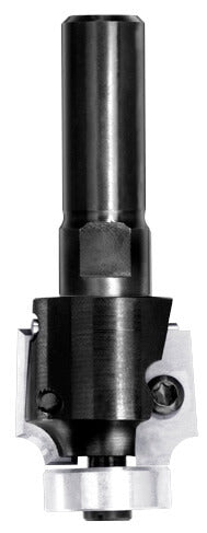 JSO Unitec Wendeplatten-Abrundfräser Radius 4 mm mit zwei montierten Hartmetall-Wechselmessern, massivem 12 mm Schaft und 18 mm Anlauflager.