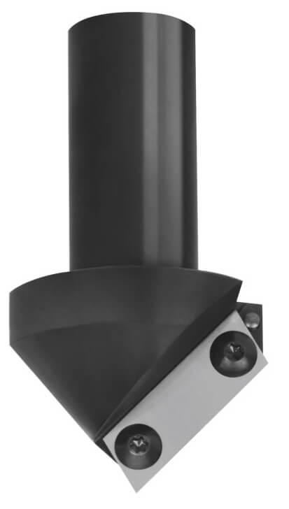 JSO CNC-Folding- und Fasefräser mit mechanisch geklemmtem, vollständig spitz zulaufendem Hartmetall-Wendemesser, 91°-Gesamtwinkel, einschneidiger Z=1 Geometrie und robustem 25 mm Schaft inklusive M8-Einstellschraube.