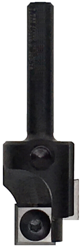 JSO Wendeplatten-Stufenfräser HW mit gestuftem Profildurchmesser von 28 mm auf 15,3 mm, präzise montierten Hartmetall-Wendemessern und einem 8 mm Schaft.