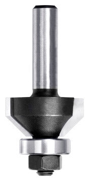 JSO Hartmetall-Fasefräser 45 Grad mit 12,7 mm Anlauflager, Ø 25 mm, zweischneidig (Z=2) mit 8 mm Schaft.
