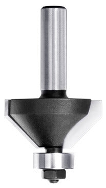 JSO Hartmetall-Fasefräser 45 Grad mit 12,7 mm Anlauflager, Ø 30 mm, zweischneidig (Z=2) mit 6 mm Schaft.
