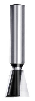 JSO Schwalbenschwanzfräser HW mit einem Flankenwinkel von 12°40', zweischneidiger Hartmetall-Bestückung und einem präzisionsgeschliffenen Schaft von 8 mm.