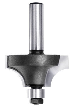 JSO HW Viertelstabfräser Radius 12,7 mm mit einem stirnseitig montierten 9,5 mm Anlauflager, zwei präzisionsgeschliffenen Hartmetall-Schneiden und einem stabilen 8 mm Schaft.