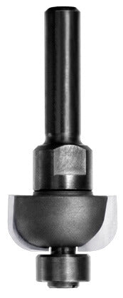 JSO HW-bestückter Halbhohlkehlfräser mit Radius 6,35 mm, 6 mm Schaftaufnahme und kugelgelagertem Anlauflager.