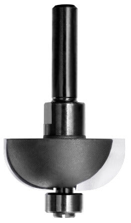 JSO HW-bestückter Halbhohlkehlfräser mit Radius 12,7 mm, 8 mm Schaftaufnahme und kugelgelagertem Anlauflager.