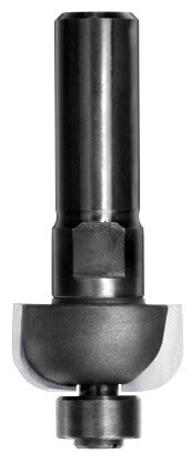 JSO HW-bestückter Halbhohlkehlfräser mit Radius 6,35 mm, massivem 12 mm Schaft und kugelgelagertem Anlauflager.