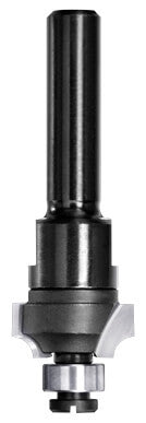 JSO Viertelstabfräser mit Hartmetall-Schneiden, 6 mm Schaftaufnahme und montiertem 9 mm Anlauf-Kugellager an der Spitze.