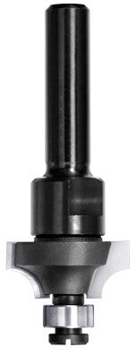 JSO Viertelstabfräser mit Hartmetall-Schneiden, 6 mm Schaftaufnahme und montiertem 9 mm Anlauf-Kugellager an der Spitze.