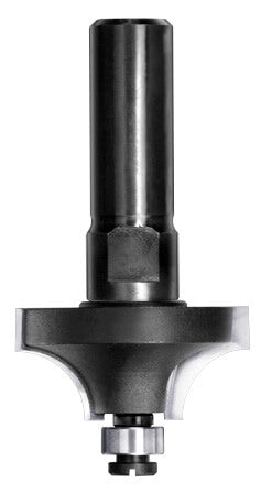 JSO Viertelstabfräser mit massiven Hartmetall-Schneiden, stabilem 12 mm Schaft und montiertem 9 mm Anlauf-Kugellager an der Spitze.