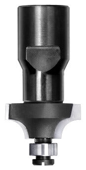 JSO Viertelstabfräser mit Hartmetall-Schneiden, M10 Innengewinde-Aufnahme und montiertem 9 mm Anlauf-Kugellager an der Spitze.