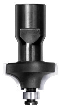 JSO Viertelstabfräser mit Hartmetall-Schneiden, M10 Innengewinde-Aufnahme und montiertem 9 mm Anlauf-Kugellager an der Spitze.