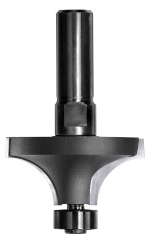 JSO Hartmetall Abrundfräser Radius 15 mm mit montiertem 14 mm Anlauflager und massivem 12 mm Schaft.
