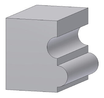 Anwendungsbeispiel einer feinen Ziernut in einer Holzoberfläche – der dezente doppelte 3,0 mm Schwung als gestalterisches Detail.