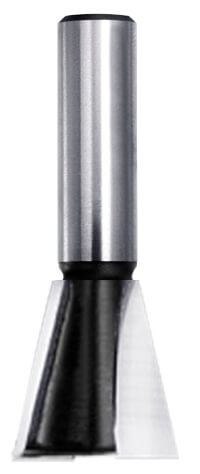 JSO Schwalbenschwanzfräser HW mit 15° Winkel, zweischneidiger Hartmetall-Bestückung ohne Vorschneider und einem präzisionsgeschliffenen Schaft von 12 mm.