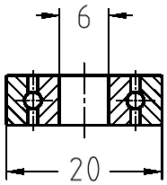 Technische Maßzeichnung des Kugellagers: Details zum Außendurchmesser 15 mm und Bohrungsdurchmesser 6 mm.