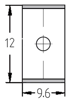 Technische Zeichnung der Wendeplatte 9,6 x 12 x 1,5 mm mit Senkbohrung und Schneidengeometrie.