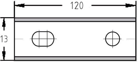Technische Konstruktionszeichnung der 120 mm Wendeplatte mit präziser Bemaßung von Länge (L), Breite (B) und Stärke (s).