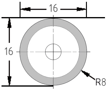 Hohlkehl-Wendeplatte HW | R 8 mm | 16 x 16 x 1,5 | 1-Loch | Umlaufend profiliert