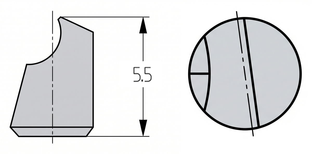 JSO HW Wechselstift Ø 5 mm Größe 1 mit oben voreilendem Achswinkel für Schruppfräser im Holzfräsershop.