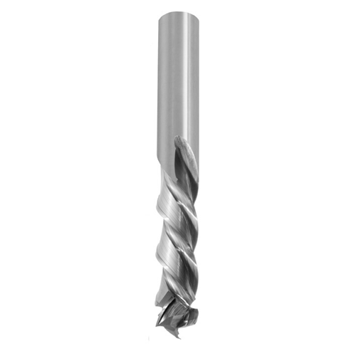 JSO GigaSpeed CNC-Schlichtfräser aus massivem Vollhartmetall (VHW) mit hocheffizienter Z=3+3 Wechseldrall-Geometrie, polierten Kompressions-Spannuten, kraftvollem 16 mm Durchmesser und zylindrischem 16 mm Schaft im Holzfräsershop.