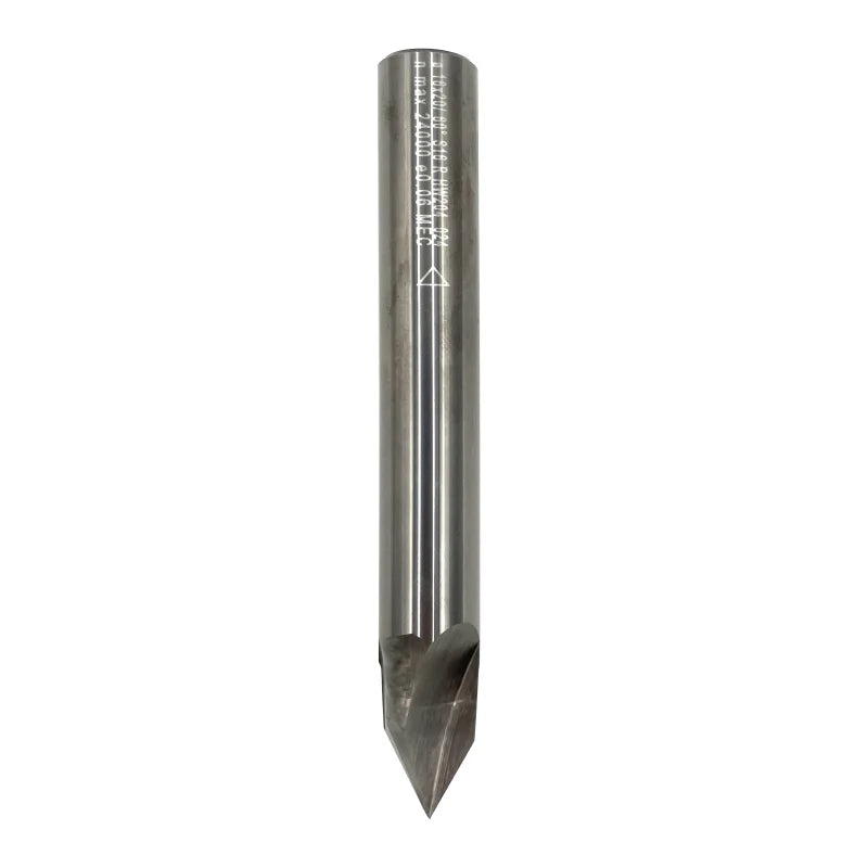 JSO CNC-Ausspitzfräser aus massivem Volhartmetall (VHW), 60°-V-Nut-Profil, mit zwei vollständig spitz zulaufenden Schneiden (Z=2), 16 mm Durchmesser und durchgehendem 16 mm Schaft.