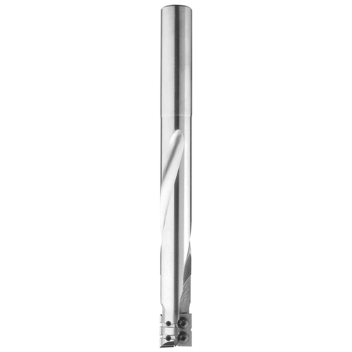 JSO CNC-Wendeplatten-Schlosskastenfräser aus massivem Schwermetall mit verstärktem zylindrischem 25 mm Schaft, einer Nutzlänge von 105 mm, versetzt angeordneten HW-Wechselplatten (Form C und D) und stirnseitigem HW-Einbohrmesser im Holzfräsershop.