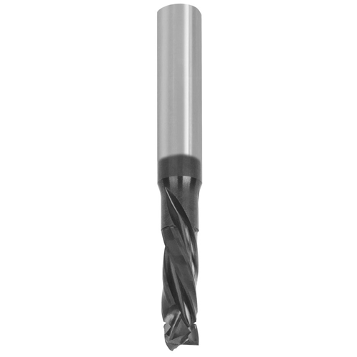 JSO CNC-Schlichtfräser aus massivem Vollhartmetall der Sorte HW04 mit dunkler JSO-XD Beschichtung, wechselndem Schnittwinkel (Wechseldrall Z=2+2), 10 mm Durchmesser und zylindrischem 10 mm Schaft im Holzfräsershop.