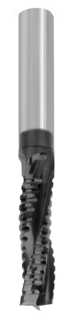 JSO Hochleistungs-Schrupp-Schlichtfräser aus Vollhartmetall (VHW-HW07) mit Linkslauf und Linksdrall, 18 mm Durchmesser, 60 mm Nutzlänge, dreischneidigem Kombiprofil und zylindrischem 18 mm Schaft.