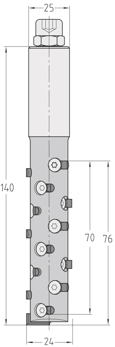 Wendeplatten-Schruppfräser HW | Ø 24 x 76 mm | S 25 | GL 140 mm