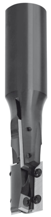 JSO CNC-Wendeplatten-Nutfräser HW für Linkslauf mit Durchmesser 20 mm, Z=2+2 wechselseitig versetzten Hartmetallschneiden, integrierter Einbohrschneide und einem stabilen 20 mm Schaft.