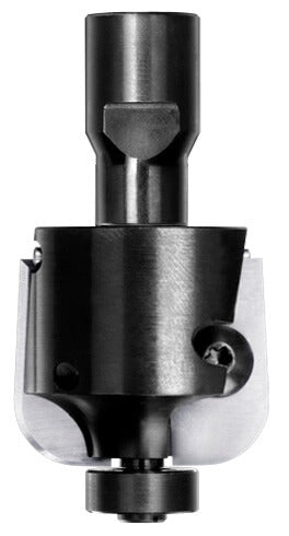 JSO (Unitec) Wendeplatten-Halbhohlkehlfräser mit Radius 10 mm, M10-Innengewinde und kugelgelagertem 16 mm Anlauflager.