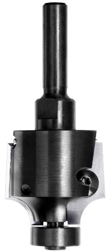 JSO Unitec Wendeplatten-Abrundfräser Radius 8 mm mit montierten Hartmetall-Wechselmessern, 8 mm Schaft und 16 mm Anlauflager.