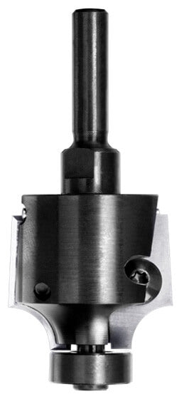 JSO Unitec Wendeplatten-Abrundfräser Radius 10 mm mit zwei montierten Hartmetall-Wechselmessern, 8 mm Schaft und 16 mm Anlauflager.