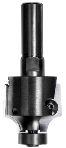 JSO Unitec Wendeplatten-Abrundfräser Radius 6 mm mit zwei montierten Hartmetall-Wechselmessern, massivem 12 mm Schaft und 20 mm Anlauflager.