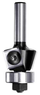 JSO Wendeplatten-Fasefräser 15 Grad mit 19 mm Anlauflager, Ø 24 mm und 6 mm Schaft.