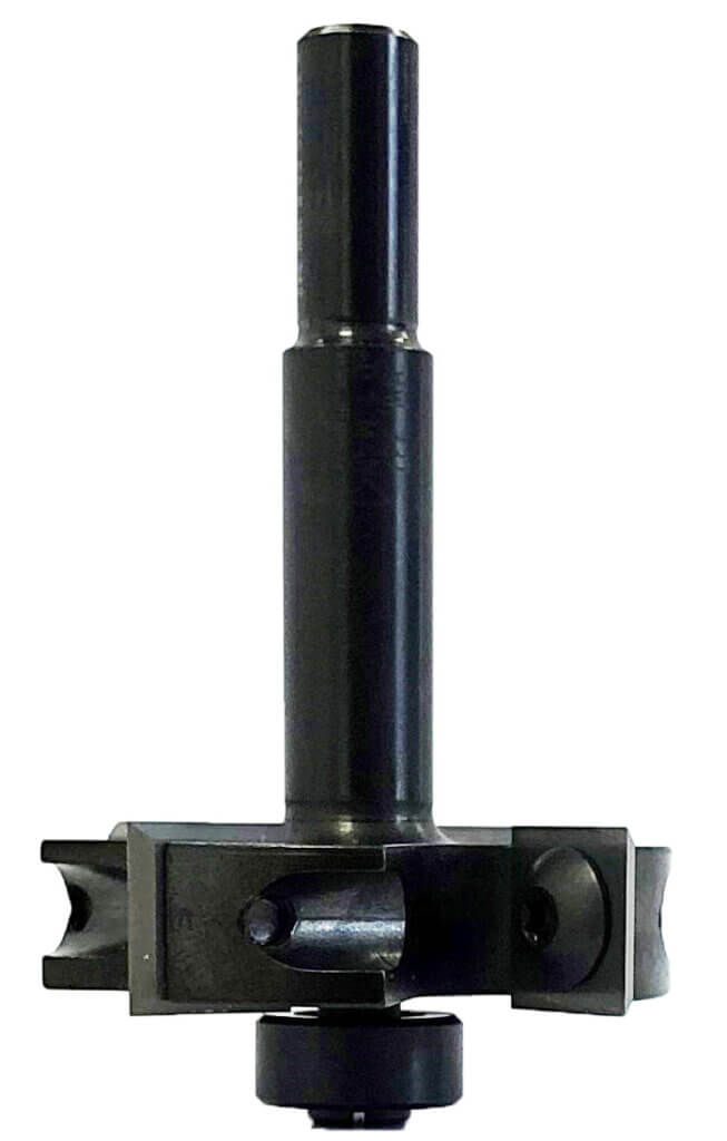 JSO Wendeplatten-Falzfräser mit integriertem Anlauflager an der Unterseite, vier montierten Hartmetall-Messern und einem präzisen 8 mm Schaft.