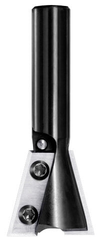 JSO Wendeplatten-Schwalbenschwanzfräser HW mit 15° Winkel, zwei auswechselbaren Hartmetall-Messern und einem präzisionsgeschliffenen 12 mm Schaft.