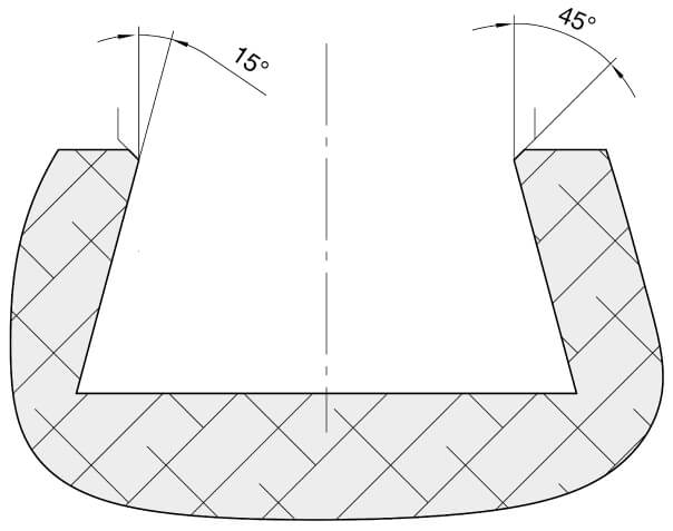 JSO 60 mm Wendeplatten-Schwalbenschwanzfräser mit Spanteiler im CNC-Einsatz beim schnellen, vibrationsfreien Fräsen einer tiefen Hinterschnitt-Gratnut mit kurzen Mikro-Spänen in einem Holzbalken im Holzfräsershop.