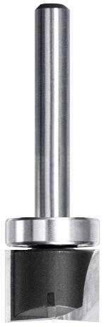 JSO HW Bündigfräser mit schaftseitig montiertem Anlauflager, zwei präzisionsgeschliffenen Hartmetall-Schneiden und einem stabilen 8 mm Schaft.