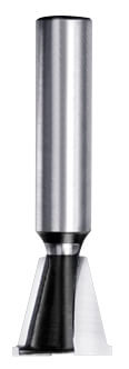JSO Schwalbenschwanzfräser HW mit 15° Winkel, zwei Hartmetall-Hauptschneiden, zwei integrierten Vorschneidern und einem präzisionsgeschliffenen Schaft von 8 mm.