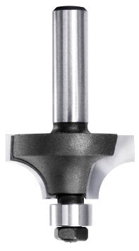 JSO HW Viertelstabfräser Radius 8 mm mit einem stirnseitig montierten 9,5 mm Anlauflager, zwei präzisionsgeschliffenen Hartmetall-Schneiden und einem stabilen 8 mm Schaft.