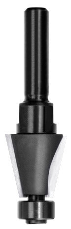 JSO Hartmetall-Fasefräser 15 Grad mit 12,7 mm Anlauflager, Ø 21,7 mm, zweischneidig (Z=2) mit 6 mm Schaft.