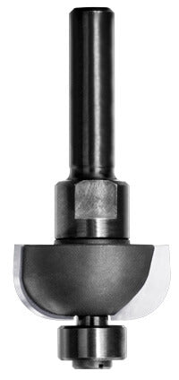 JSO HW-bestückter Halbhohlkehlfräser mit Radius 8 mm, 6 mm Schaftaufnahme und kugelgelagertem Anlauflager.